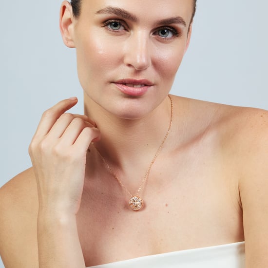 Luxenter-Halskette aus brillantem Metall und Zirkonia-Legierung, abgeschlossen in 18-karat-Roségold – Fredry - Image 2