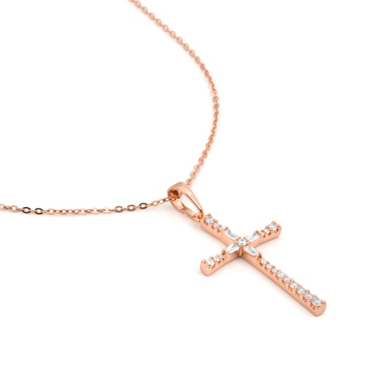 Luxenter-Halskette aus brillantem Metall und Zirkonia-Legierung, verarbeitet in 18-karat-Roségold – Cruz - Image 3