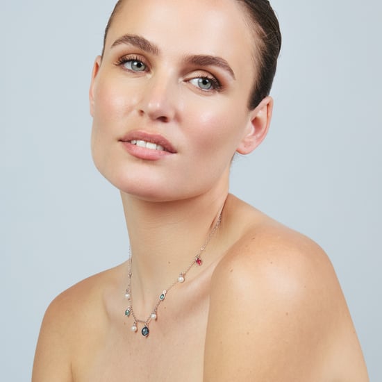Luxenter-Halskette aus Metalllegierung und weißer Perle, abgeschlossen mit Rhodium – Sewi - Image 2