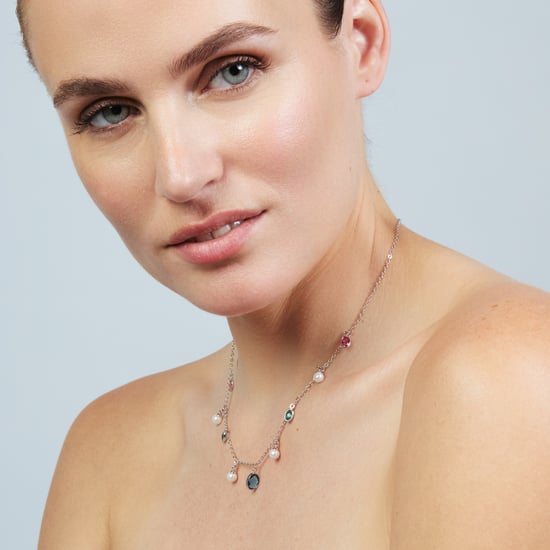 Luxenter-Halskette aus Metalllegierung und weißer Perle, abgeschlossen mit Rhodium – Sewi - Image 4