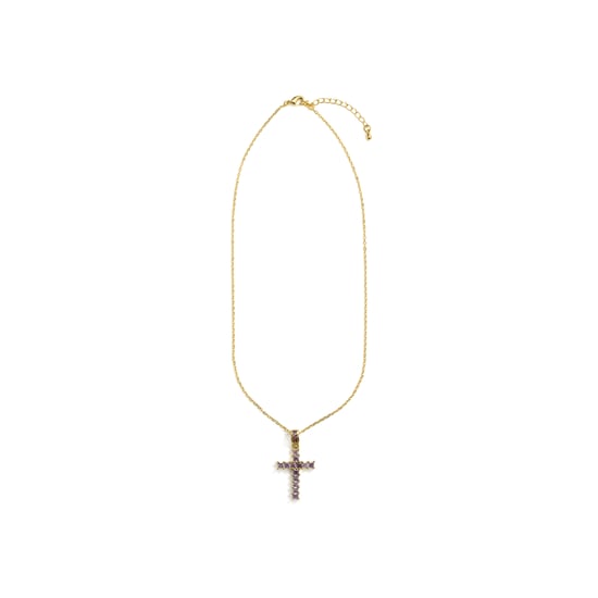 Luxenter-Halskette aus Metalllegierung und Amethystzirkonia, gefertigt in 18-karat-Gelbgold – Amku - Image 3