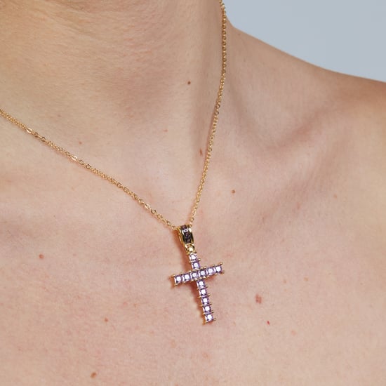 Luxenter-Halskette aus Metalllegierung und Amethystzirkonia, gefertigt in 18-karat-Gelbgold – Amku - Image 4