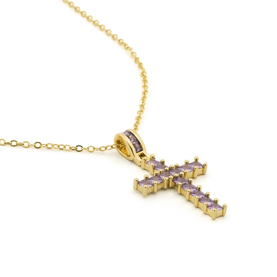 Luxenter-Halskette aus Metalllegierung und Amethystzirkonia, gefertigt in 18-karat-Gelbgold – Amku - Image 6