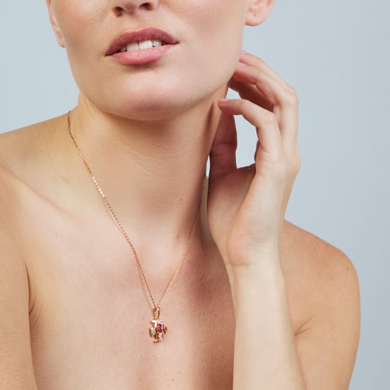 Luxenter-Halskette aus Metalllegierung und mehrfarbigem Zirkonia mit 18-karat-Roségold – Mahdas - Image 2