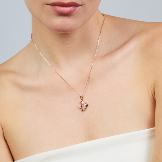 Luxenter-Halskette aus Metalllegierung und mehrfarbigem Zirkonia mit 18-karat-Roségold – Mahdas - Image 5
