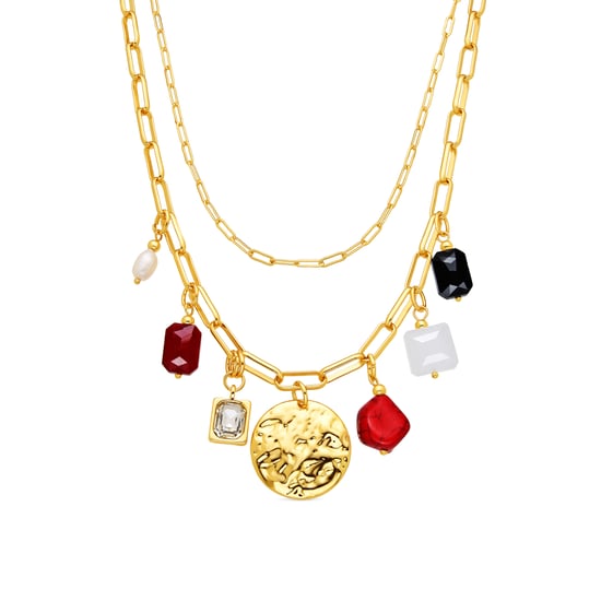 Luxenter-Halskette in 18 Karat Gelbgold und Koralle - Lyho - Image 1