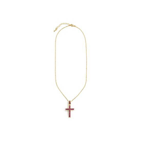 Luxenter-Halskette aus Metalllegierung und Rubinzirkonia aus 18-karat-Gelbgold - Amku - Image 3