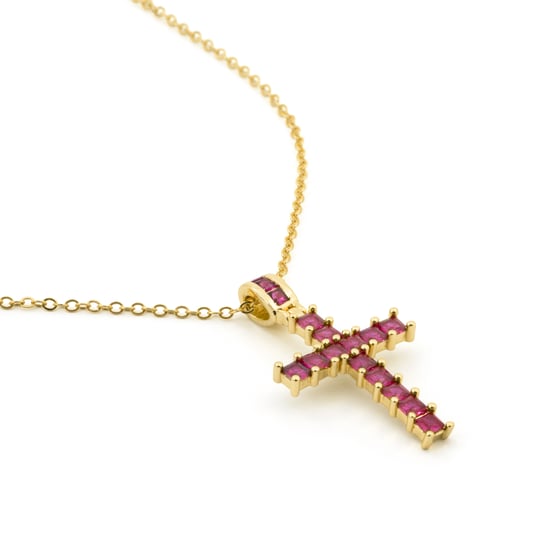 Luxenter-Halskette aus Metalllegierung und Rubinzirkonia aus 18-karat-Gelbgold - Amku - Image 6