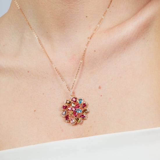 Luxenter-Halskette aus Metalllegierung und mehrfarbigem Zirkonia mit 18-karat-Roségold - Casil - Image 4