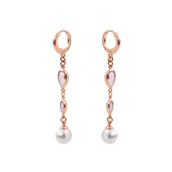 Luxenter Ohrringe aus Metalllegierung und weißer Perle, gefertigt in 18-karat-Roségold – Cainhtsi - Image 3