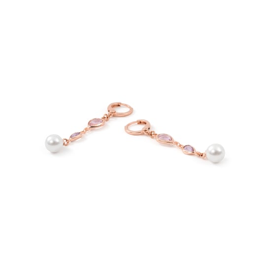 Luxenter Ohrringe aus Metalllegierung und weißer Perle, gefertigt in 18-karat-Roségold – Cainhtsi - Image 6