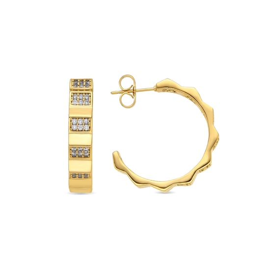 Luxenter Ohrringe mit 18-karätiger Gelbgold-Finish und funkelnden Zirkonia-Steinen – Yadio - Image 1
