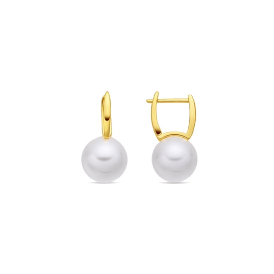 Luxenter Ohrringe mit weißen Perlen, 18 Karat Gelbgold-Finish – Dical - Image 1