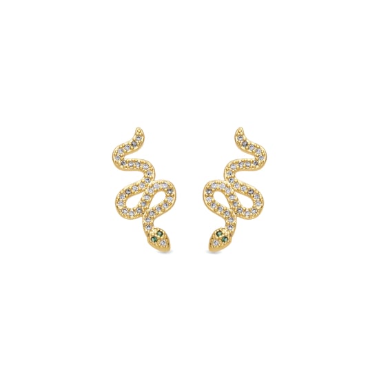 Luxenter Ohrringe mit 18 Karat Gelbgold-Finish und funkelnden Zirkonia-Steinen – Norra - Image 1