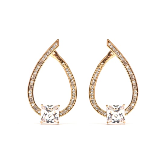 Luxenter Ohrringe mit funkelnden Zirkonia-Steinen, 18 Karat Gelbgold-Finish – Shuasin - Image 1
