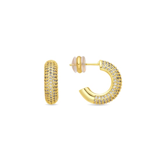 Luxenter Ohrringe mit 18 Karat Gelbgold-Finish und funkelnden Zirkonia-Steinen – Niras - Image 1
