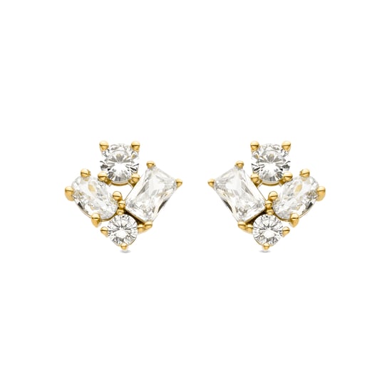 Luxenter Ohrringe aus 925er Sterlingsilber mit funkelnden Zirkonia-Steinen, 18 Karat Gelbgold-Finish – Gromzia - Image 1