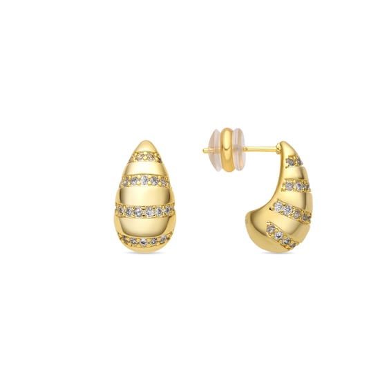 Luxenter Ohrringe mit 18-karätiger Gelbgold-Finish und funkelnden Zirkonia-Steinen – Thora - Image 1