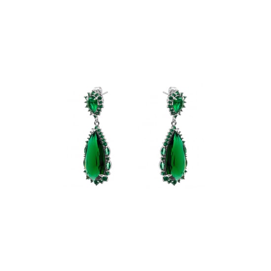 Luxenter Emerald Zirconia Metalllegierungs-Ohrringe mit Rhodium-Finish – Cakrolm - Image 3