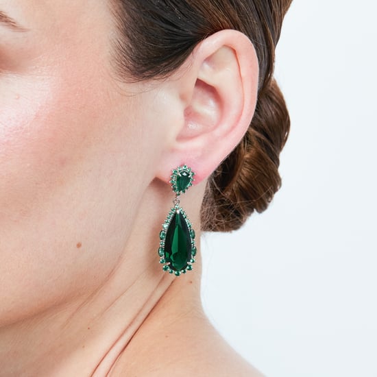 Luxenter Emerald Zirconia Metalllegierungs-Ohrringe mit Rhodium-Finish – Cakrolm - Image 4
