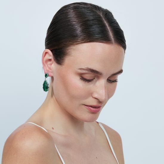 Luxenter Emerald Zirconia Metalllegierungs-Ohrringe mit Rhodium-Finish – Cakrolm - Image 5