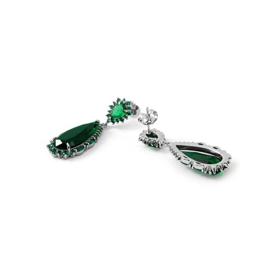 Luxenter Emerald Zirconia Metalllegierungs-Ohrringe mit Rhodium-Finish – Cakrolm - Image 6