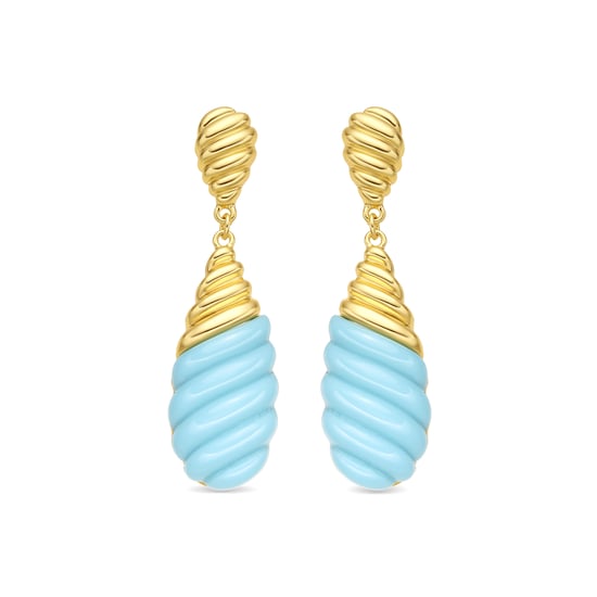 Luxenter Ohrringe sind in 18 Karat Gelbgold und blauem Harz gefertigt – Rawil - Image 1