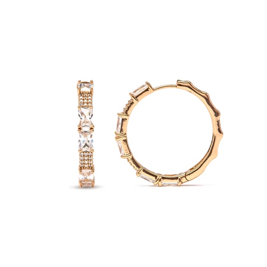 Luxenter Ohrringe aus Zirkonia mit Brillantschliff, 18 Karat Gelbgold-Finish – Ulfan - Image 1