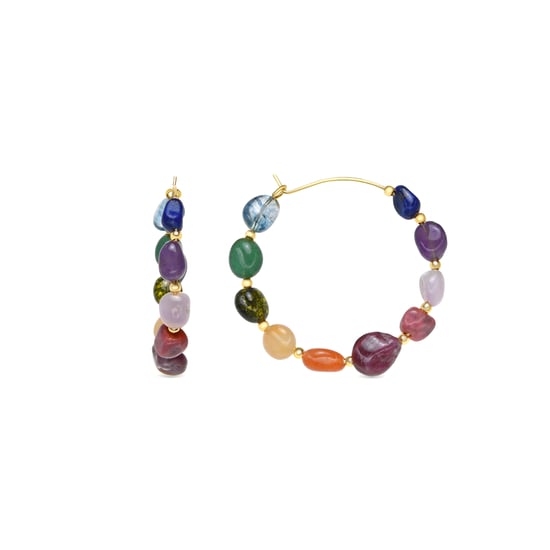Luxenter Ohrringe in 18-karat-Gelbgold und mehrfarbigem Naturstein – Umavi - Image 1
