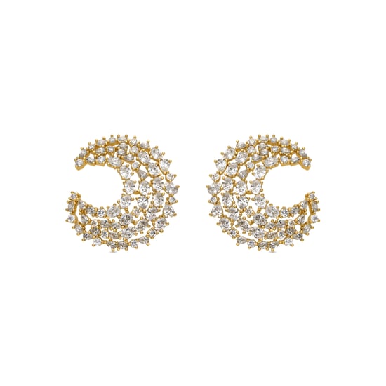 Luxenter Ohrringe mit funkelnden Zirkonia-Steinen, 18 Karat Gold-Finish – Riaer - Image 1