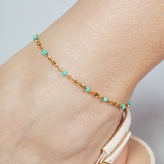 Luxenter-Armband aus Metalllegierung und grün lackiert, mit 18-karat-Gelbgold – Basor - Image 4