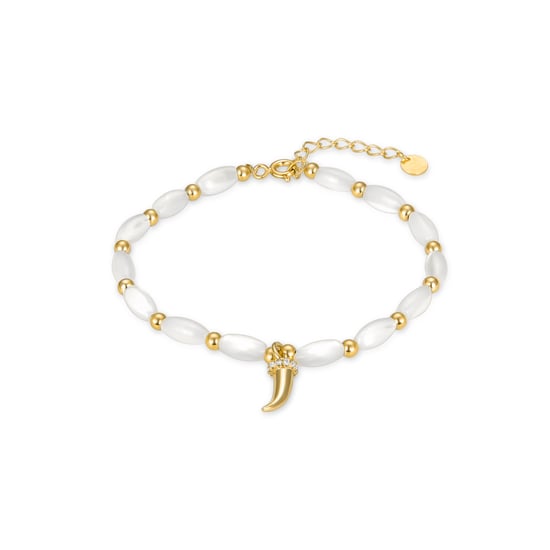 Luxenter Sterling Silber 925 Armband mit weißem Perlmutt in 18K Gelbgold - Syme - Image 1