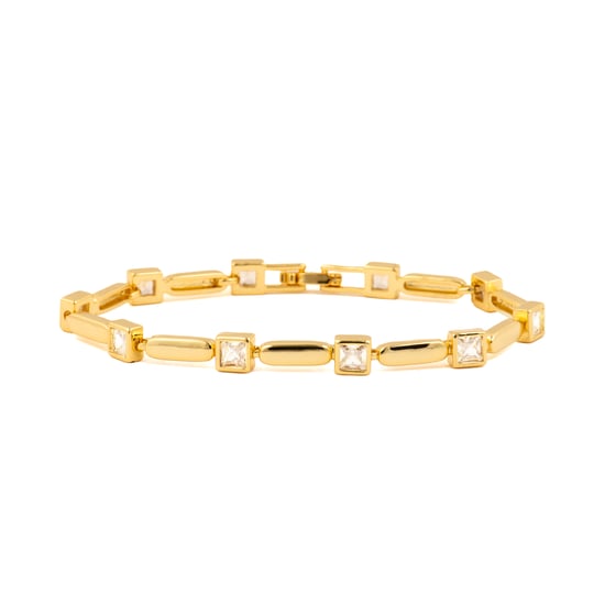 Luxenter Armband mit funkelnden Zirkonia-Steinen, 18 Karat Gelbgold-Finish – Aslion - Image 1