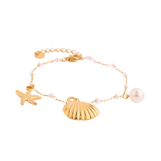 Luxenter Armband mit 18-karätigem Gelbgold-Finish und weißer Perle – Etbam - Image 1