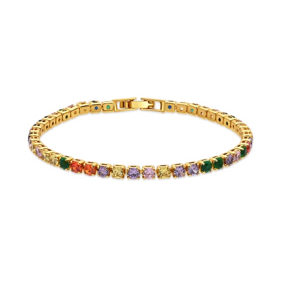 Luxenter-Armband aus Metalllegierung und mehrfarbigem Zirkonia, gefertigt in 18-karat-Gelbgold – Jyamia - Image 1