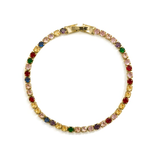 Luxenter-Armband aus Metalllegierung und mehrfarbigem Zirkonia, gefertigt in 18-karat-Gelbgold – Jyamia - Image 3