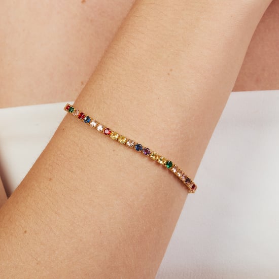 Luxenter-Armband aus Metalllegierung und mehrfarbigem Zirkonia, gefertigt in 18-karat-Gelbgold – Jyamia - Image 4