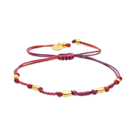 Luxenter-Armband aus Legierungsmetall und lila Baumwolle, gefertigt in 18-karat-Gelbgold – Buawe - Image 1