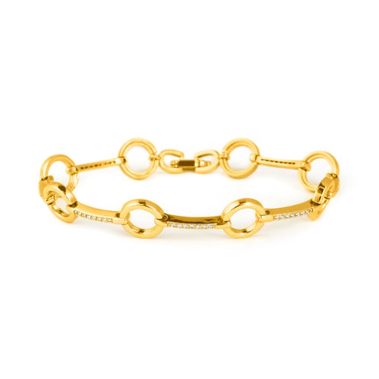 Luxenter Armband mit funkelnden Zirkonia-Steinen, 18 Karat Gelbgold-Finish – Dimaran - Image 1