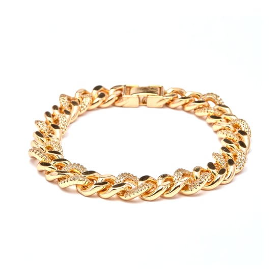 Luxenter Armband aus Metalllegierung und funkelnden Zirkonia, veredelt mit 18 Karat Gelbgold – Imfure - Image 1