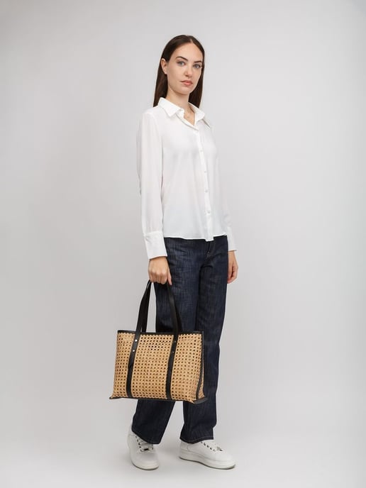 Giulia Monti Shopper Tasche Beige/Schwarz - Image 5