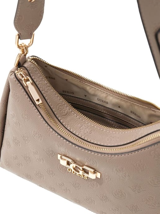 Guess Schultertasche Dunkel Taupe Logo - Image 3