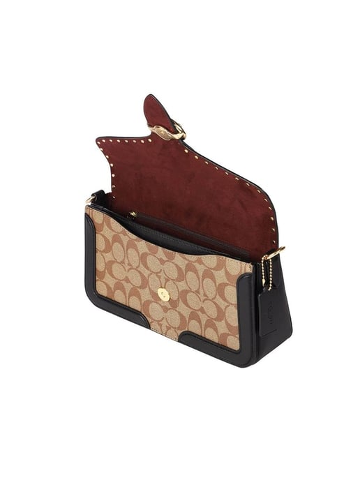 Coach Schultertasche Gold/Khaki/Terrakotta - Image 4
