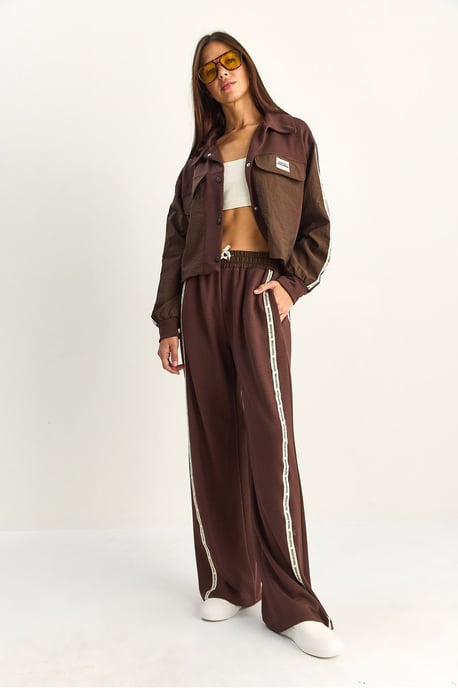 Gestreiftes Hemdblusenjacken- und Hose mit weitem Bein Set - Image 4