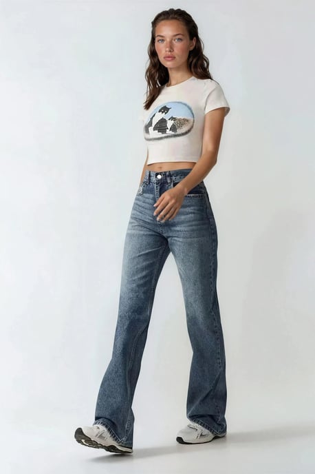 Hochtaillierte gerade Denim-Jeans - Image 2