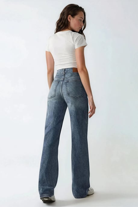 Hochtaillierte gerade Denim-Jeans - Image 3