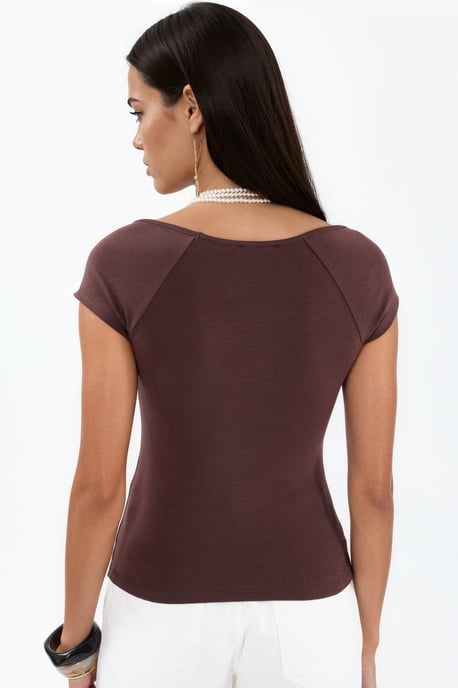 V-Ausschnitt Kurzarm Drapierte Bluse - Image 3