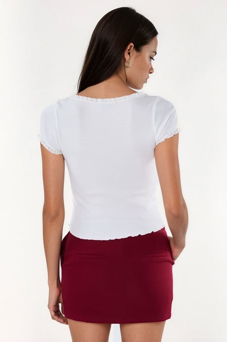 Slim Fit U-Ausschnitt Rippbluse - Image 4