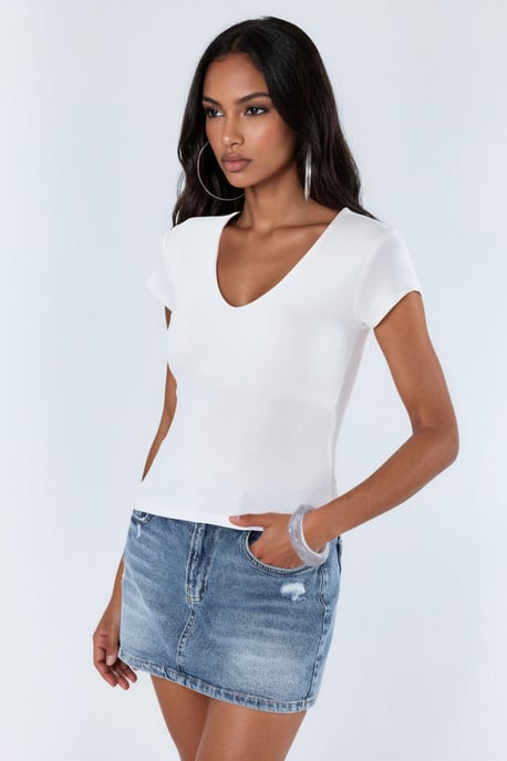 V-Ausschnitt Modal-Baumwollmischung Bluse - Image 4