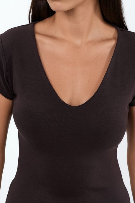 V-Ausschnitt Modal-Baumwollmischung Bluse - Image 3